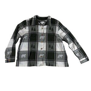 Womens C.J. Banks Long Sleeve Button Up Cottagecore Shirt Outdoors Camping Bear